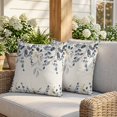 thumbnail image 3 of 16x16 Pillow Covers Set of 2, Blue Grey Eucalyptus Square Throw Pillow Covers for Couch/Sofa/Living Room, Farmhouse Weeping Leaves on Linen Decorative Soft Pillowcases for Couch Throw Pillows, 3 of 9