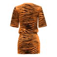 thumbnail image 4 of Gibobby Vestidos para Mujer Casuales Vestido a la cadera con botones y cuello redondo con estampado sexy y estampado informal a la moda para mujer(Naranja,XL), 4 of 5