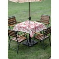 thumbnail image 4 of Outdoor Tablecloth with Umbrella Hole for Patio/Picnic/Party/Camping, Spring Peach Flowers Waterproof Table Cloth Square Cover Washable, Pink Botanical Floral Leaves Branch (54"x 54"), 4 of 8