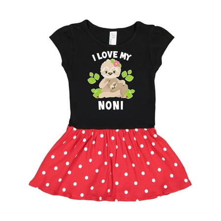 

Inktastic Cute Sloth I Love My Noni with Green Leaves Gift Toddler Girl Dress