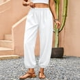 thumbnail image 2 of Yifymode Women Barrel Pants Wide Leg Palazzo Summer Baggy Harem Boho Casual Trousers with Pockets Beach Vacation,White XL, 2 of 6