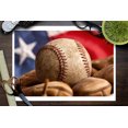 thumbnail image 3 of Vintage Baseball Glove and Ball with American Flag Photography A-89905 (9x12 Wall Art Print, Home Decor), 3 of 3