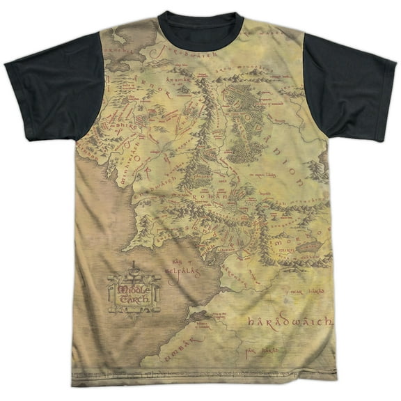 Lor - Middle Earth Map - Short Sleeve Black Back Shirt - Medium