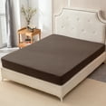 thumbnail image 4 of PURE ERA Jersey Knit Cotton Fitted Bottom Sheet ONLY Deep Pocket 15" to 20" Ultra Soft Stretchy Breathable(Coffee Brown,Queen), 4 of 5