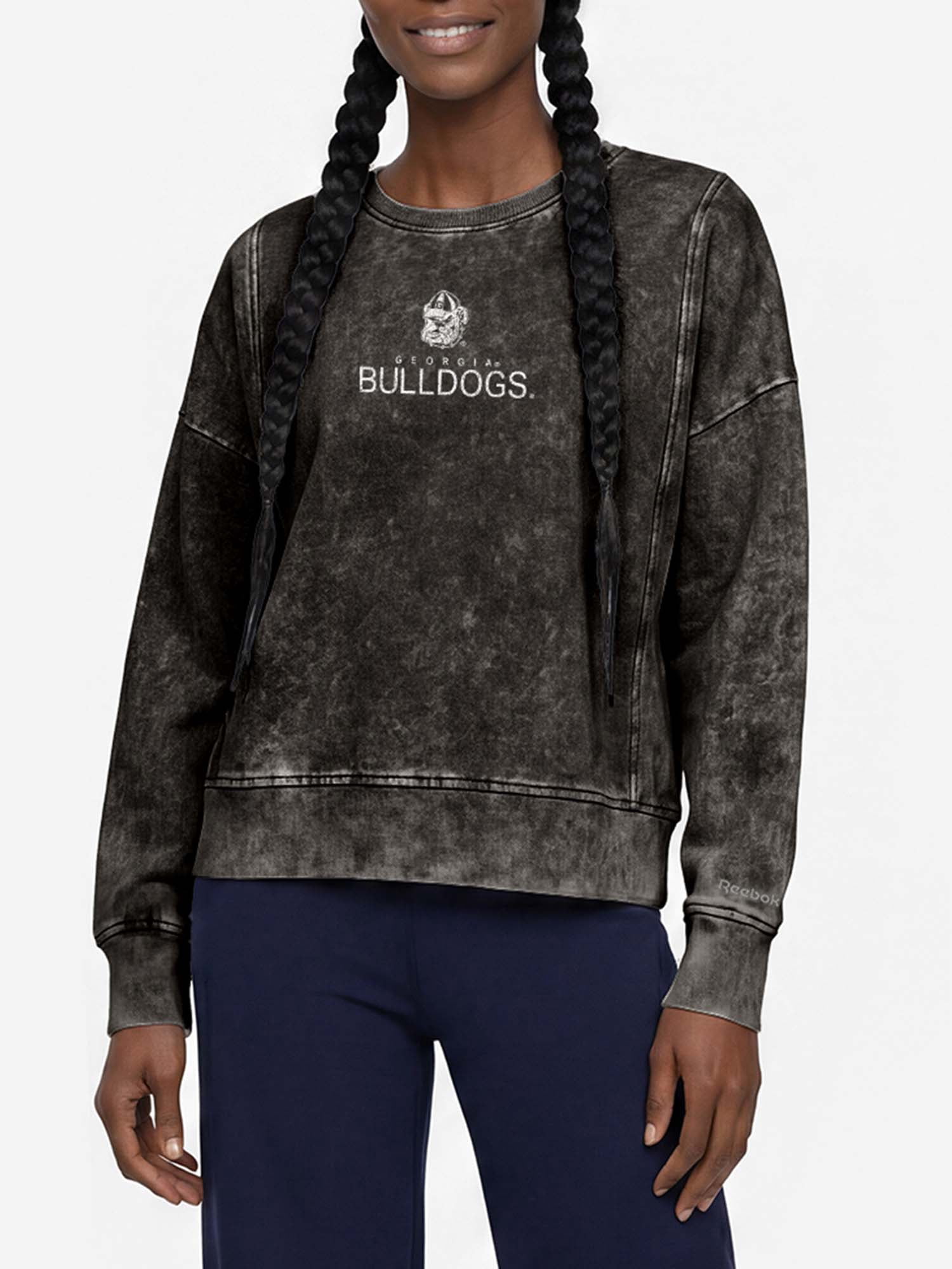 Georgia Bulldogs Reebok Womens Denim Wash Crew Neck Sweatshirt