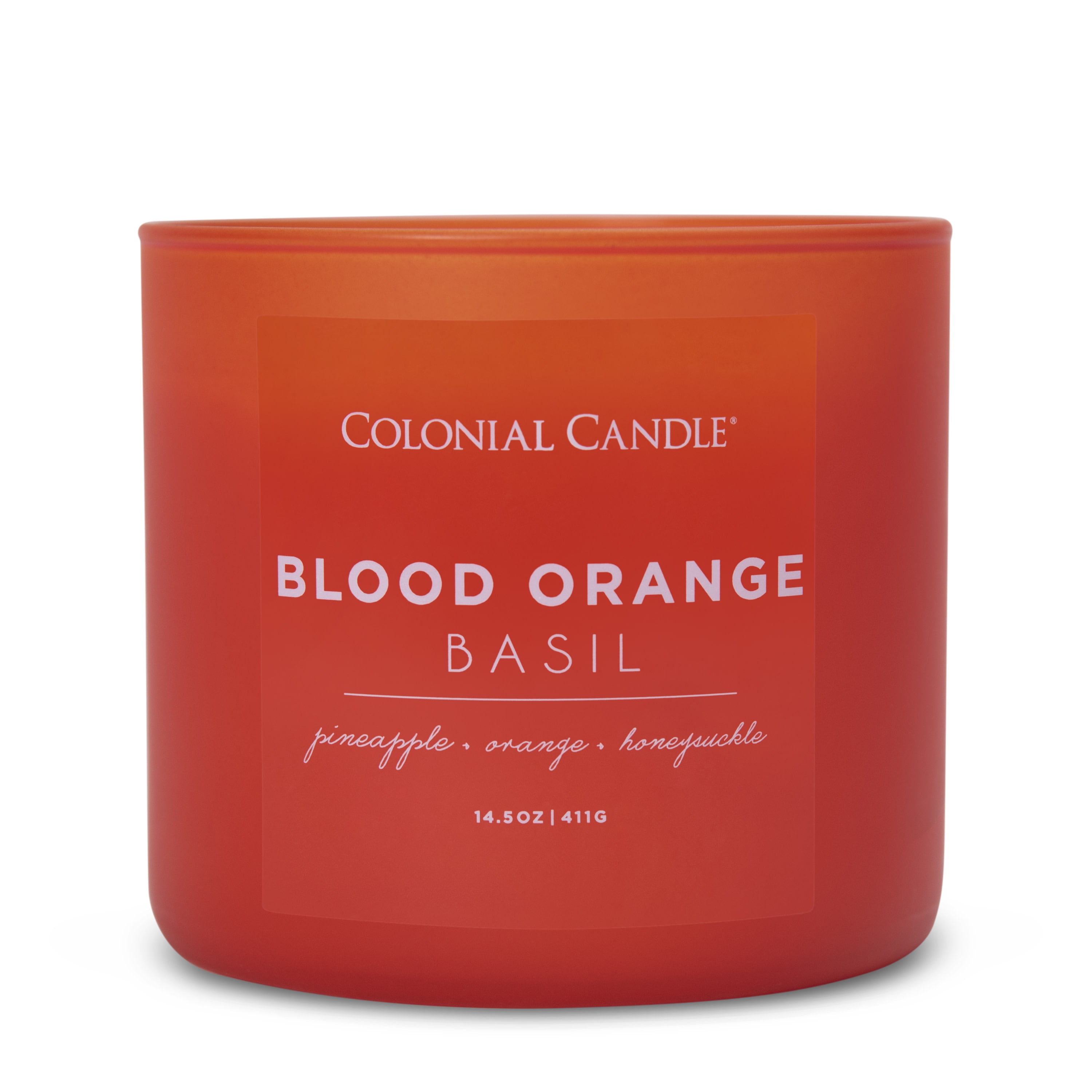 Colonial Candle Blood Orange Basil 3 Wick Candle, 14.5 oz, Orange