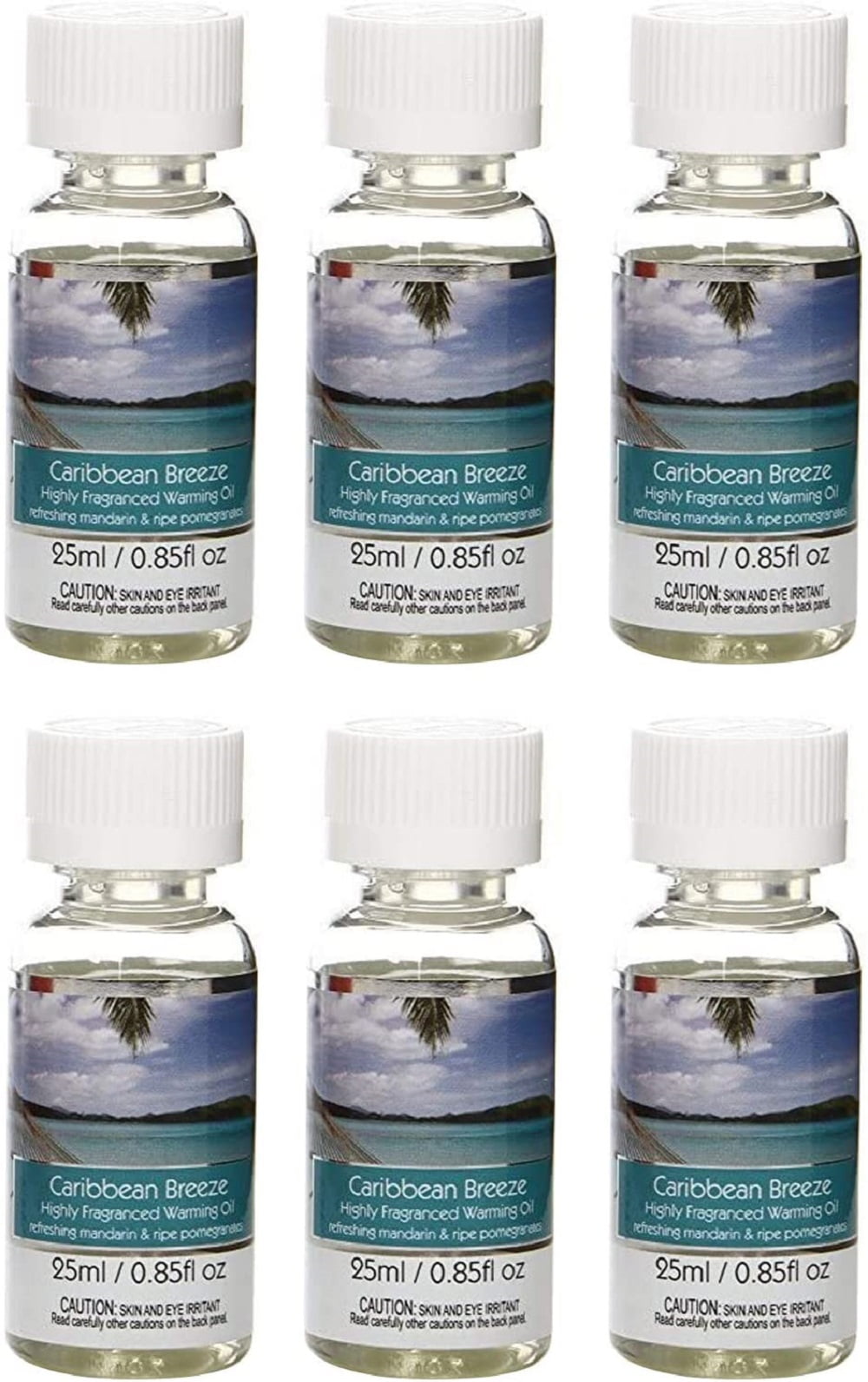Hosley Set of 6, 25 ml Caribbean Breeze Warming Oils