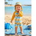 thumbnail image 4 of BemeyourBBs Newborn Baby Boy Girl One Piece Swimsuit with Sunhat Infant Boys Bathing Suit Long Sleeve Rash Guard UPF 50+ Turtle Shark Coconut Tree Printed Zipper Swimwear Summer Beachwear, 4 of 9