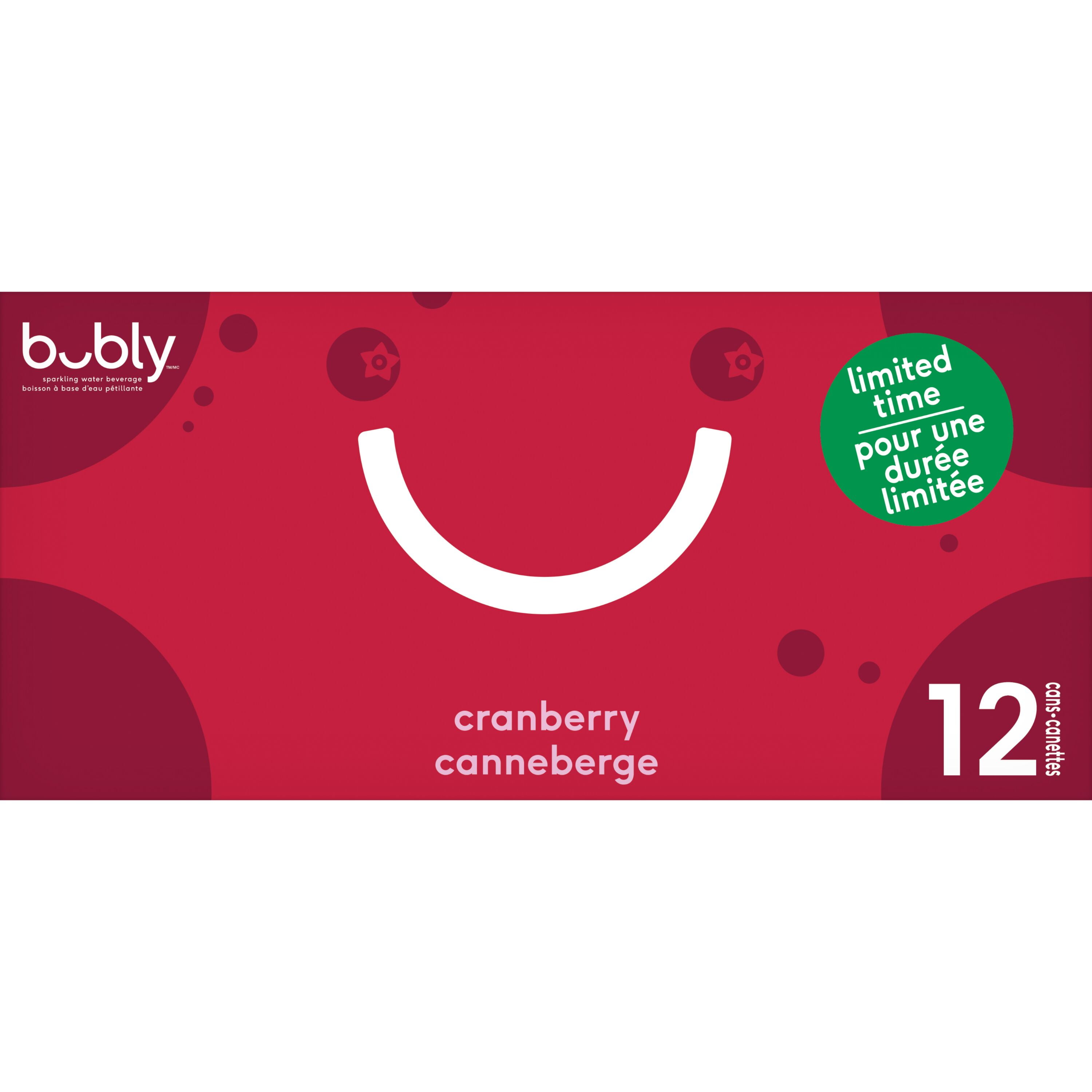 Bubly Cranberry Sparkling Water 12 x 355 mL, Cans
