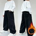 thumbnail image 2 of HAOTAGS Boys Denim Pants (5-17) Fleece-lined Warmth Wide Leg Full Length Jeans Black Size 12, 2 of 8