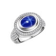 thumbnail image 7 of RYLOS Rings for Women Sterling Silver Ring Classic 9X7MM Oval Gemstone & Diamonds Blue Star Sapphire Jewelry Size 8, 7 of 7