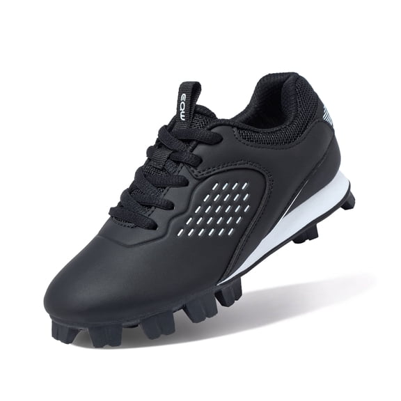 EQW Youth Baseball Cleats, Rubber Molded Lace Up Softball Shoes for Boys Girls