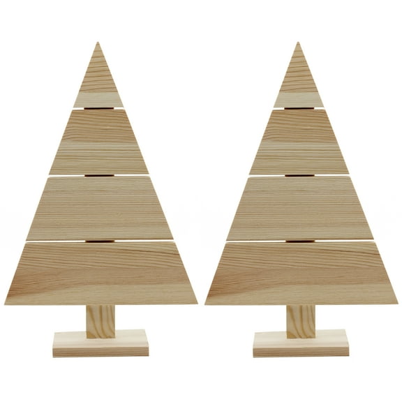 Creative Hobbies Standing Wood Pallet Christmas Tree, 14.5" x 9.5", Rustic Farmhouse Decoration, Craft Project | Pack of 2