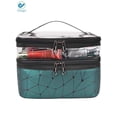 thumbnail image 3 of Deago Makeup Bags Double Layer Large Cosmetic bag Clear Travel Cosmetic Case Toiletry Bag Water-resistant for Women Girls (Green), 3 of 7