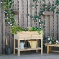 thumbnail image 2 of Outsunny Lit de Jardin Surélevé en Bois avec Étagère de Rangement Naturel, 2 of 9