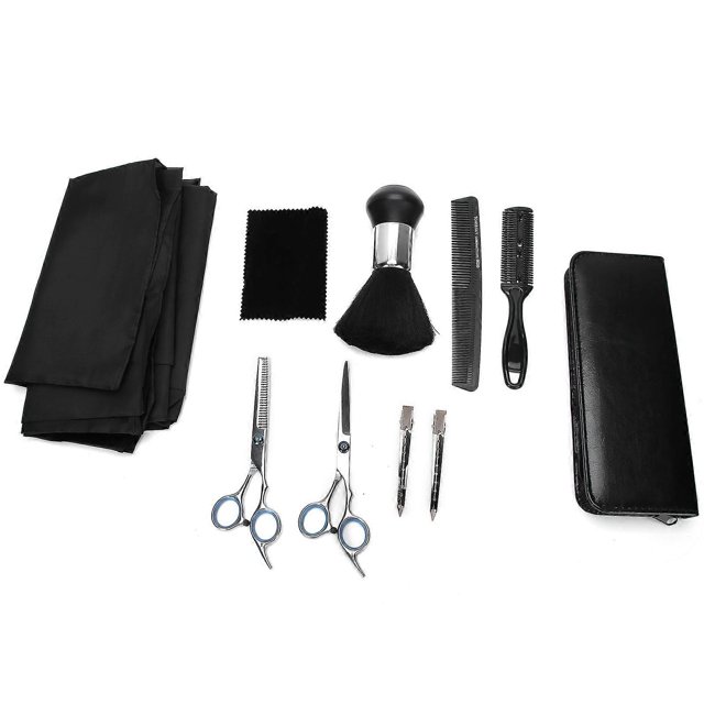Professional Hair Cutting Thinning Scissors Salon Apron Hair Sweeping Brush Tool Set