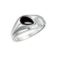 thumbnail image 3 of RYLOS Men's Rings Sterling Silver Ring - Timeless Pear Shape Cabochone Gemstone & Diamonds - Tear Drop Cabochon ONYX 2 Rings For Men  Size 10, 3 of 6