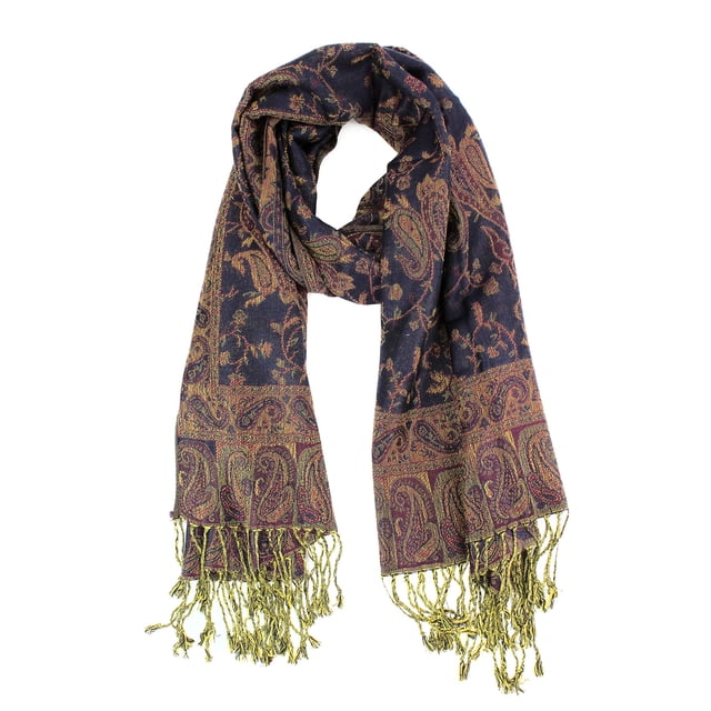 PASKMLNA Châle Pashmina Cachemire Réversible Enveloppant Couleurs Élégantes (023-19Navy)