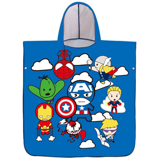 Toalla de playa con capucha de dibujos animados para niños y niñas, bata de baño de secado rápido, protector solar de microfibra, manta envolvente