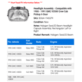 thumbnail image 2 of Headlight Assembly - Compatible with 1988 - 1991 GMC V3500 Crew Cab Pickup 4-Door 1989 1990, 2 of 2