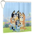 thumbnail image 6 of Poraui Bluey Print Shower Curtain Sets Waterproof Fabri Bathroom Decor with Hooks - 72 x 72 Inch, 6 of 9