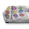 thumbnail image 3 of Sugar Skull Soft Flannel Fleece Throw Blanket, Cartoon Style Abstract Sugar Skull Representing Different Emotions, Cozy Plush for Indoor and Outdoor Use, 50" x 70", Multicolor, by Ambesonne, 3 of 6
