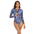 thumbnail image 3 of Purcoar Women's Long Sleeve one Piece Swimsuit Zipper Floral Printed Surfing Bathing Suit, 3 of 6