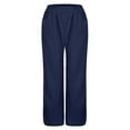 thumbnail image 5 of ShomPort Wide Leg Pants for Women Cotton Linen Solid Pants with Pocket Loose Casual Elastic Waist Trouser, 5 of 5