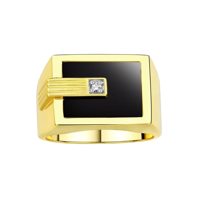 RYLOS Men's Rings 14K White Gold Ring With Diamonds and Blue Quartz Set in Designer Nugget Style Rings For Men Size 9