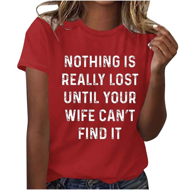 XMMSWDLA T-Shirt for Women with Short Sleeve Loose Gradient Style Blouse Red Plus Size Tops