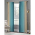 thumbnail image 4 of Turquoise Yellow Ombre Sheer Curtains 96 Inch Length 2 Panels Set Window Treatments, Farmhouse Modern Gradient Art Rod Pocket Semi Curtains for Living Room/Bedroom/Kitchen Décor, 104"W x 96"L, 4 of 7