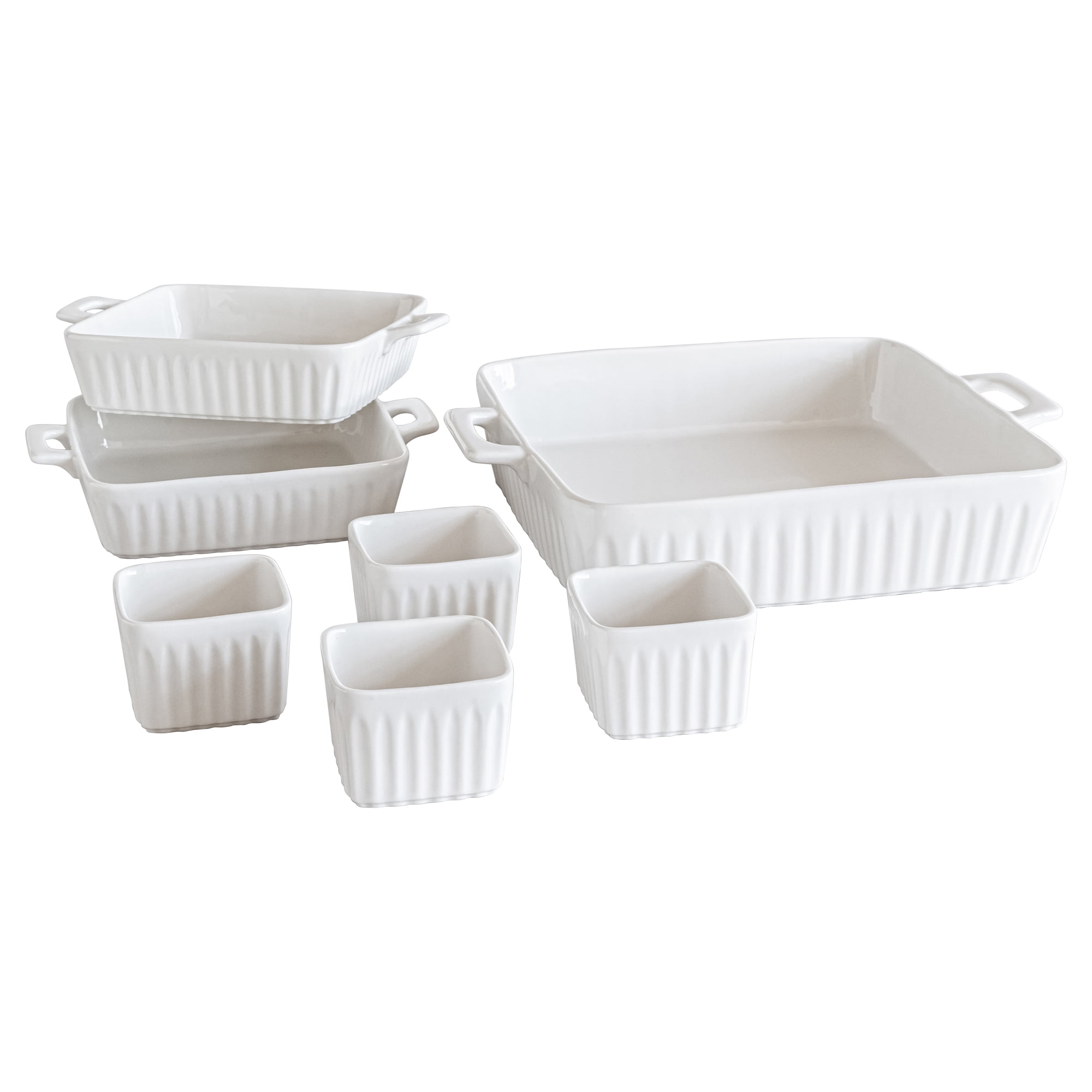 Over and Back 7 Piece White Porcelain Baking Set