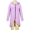 thumbnail image 6 of Outerwears Hooded Sweatshirt Solid Color/Color Block Long Sleeve Jacket Clothes Plus Size Winter Lightweight Long Coat Fall Fashion Zip Up Cardigan With Pocket for Women Purple XXXL, 6 of 10