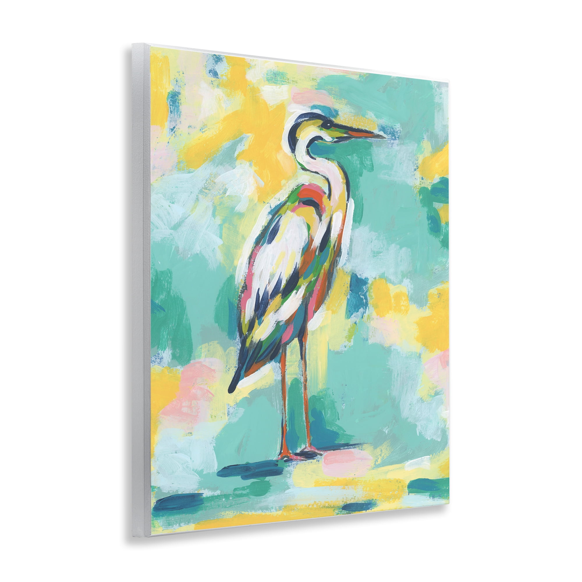 Stupell Industries Yellow & Blue Heron Animals Painting Unframed Art Print Wall Art, 11 x 14