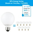 thumbnail image 4 of 6 Pack LED Vanity Light Bulbs, Dimmable G25 Globe Bulbs, 5W=40W, E26 Base, Daylight, 4 of 8