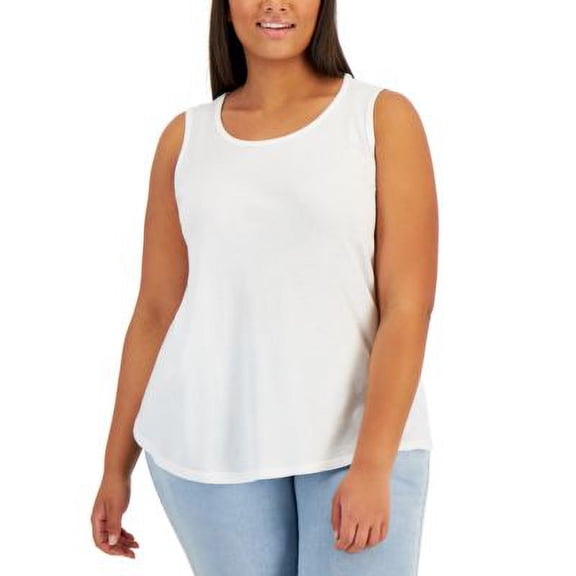 Style & Co Plus Size Cotton Tank Bright White 4X