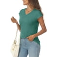 thumbnail image 5 of SUNBS Womens Casual V Neck Shirts Basic Plain T Shirts Cute Tops for Women Summer Clothes, 5 of 7