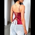thumbnail image 4 of Camisola Sin Mangas para Mujer con Cuello Cuadrado y Lazo con Tirantes Finos Rojo M, 4 of 9
