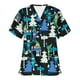 thumbnail image 1 of Pntutb Blusa de manga corta con cuello en V para mujer, uniforme de trabajo, blusa de Acción de Gracias de Navidad Pntutb Pntutb-6266, 1 of 3