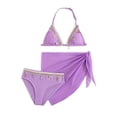thumbnail image 4 of Staki Girls Swimsuit Three Pieces Girls 3 Piece Bikini Set with Beach Skirt Floral Leopard Padded Swimsuit for Teen Girls 7Y 8Y 9Y(Purple,11-12 Years), 4 of 7