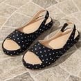 thumbnail image 4 of Samdudou Slingback Sandals for Women Open Toe Flatform Wedges Retro Polka Dot Print Wide Single Band Slip On Casual Summer Beach Vacation Everyday Stylish Footwear, 4 of 9