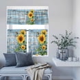 thumbnail image 6 of 3 Piece Kitchen Curtains and Valances Set Spring Sunflower Cafe Curtains 24 Inch Length Bee Wooden Grain Country Rustic Valance & Tier Curtain for Living Room Bedroom Small Window 54"x18"+27"x24"*2, 6 of 6