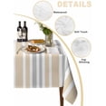 thumbnail image 2 of Beige Grey Stripe Table Cloth, Farmhouse Minimalist Striped Waterproof Tablecloth for Rectangle Tables, Reusable Washable Fabric Table Cover for Restaurant Kitchen Dining Tables 60"x102", 2 of 6