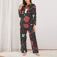thumbnail image 2 of Fotbe Fly Agaric and Flowers Conjunto de Pijama de Manga Larga para Mujer con Estampado, Ropa de Dormir de 2 Piezas, Conjunto de Casa Suave y Cómodo con Bolsillos-Small, 2 of 7