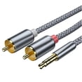 thumbnail image 3 of Cable de Adaptador de audio, Estructura Firme de 2 Metro de Largo 3.5 mm A 2 Cable de Gato Masculino para AltaVoz, 3 of 8