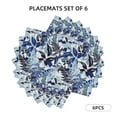 thumbnail image 2 of Placemats Set Of 4 / 6, Blue Flower_A Placemats For Dining Table Indoor/Outdoors Heat Resistant Washable Placemats 18" X 12", 2 of 8