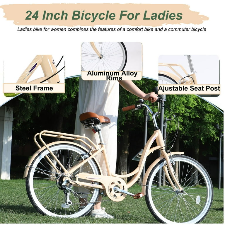 Aukfa 24 Cruiser Bike Speed Hybrid Bicycle