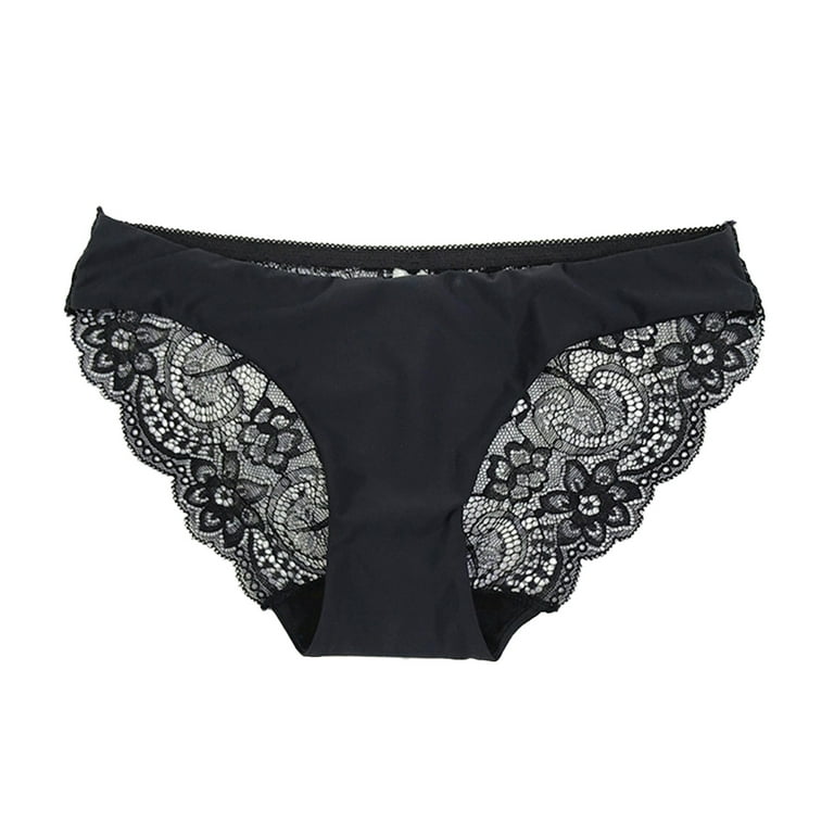 Hollow Mid-Rise Seamless Women Panties Sexy Hip Lace Ice Silk Underwear  Female Clothing