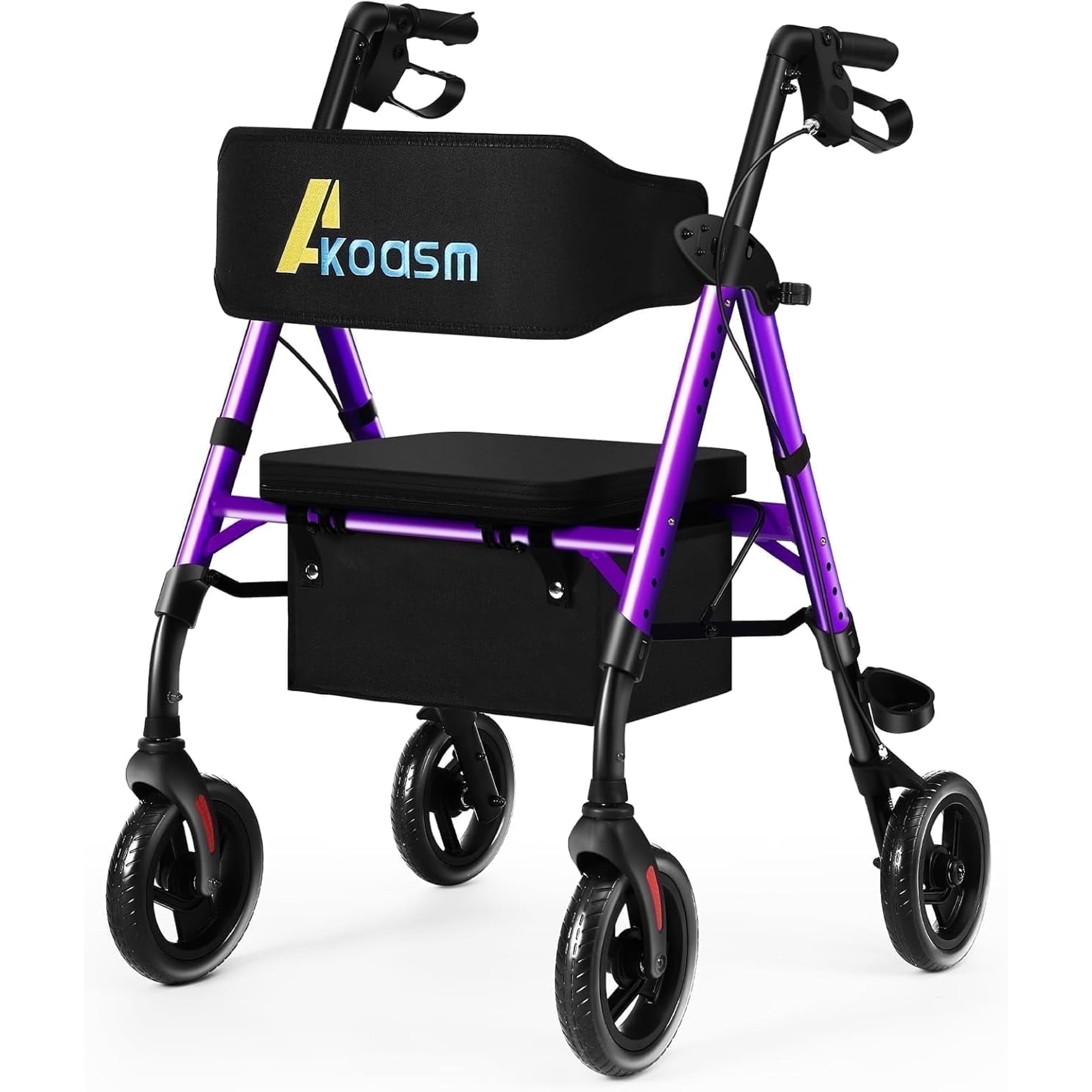 Walkers for Seniors with Seat Adjustable Rollator Walker with 8" Wheels, 300 lbs Capacity, Foldable Rolling Walker(Purple)
