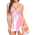 thumbnail image 4 of SUCS Womens Sexy V-Neck Pajamas Nightdress Sleepwear Lingerie Silk Pajamas, 4 of 5